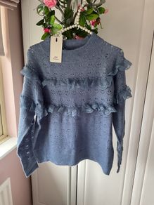jumper Bnwt blue lace jumper with frilled detail 10/12