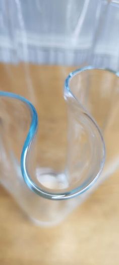 Vintage Hand Blown Clear Crystal Stretched Art Glass Vase, Made in Poland