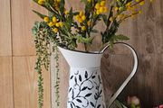 Vintage Shabby Chic Enamel Jug Pitcher