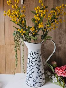 Vintage Shabby Chic Enamel Jug Pitcher
