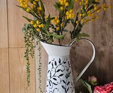 Vintage Shabby Chic Enamel Jug Pitcher