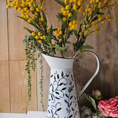 Vintage Shabby Chic Enamel Jug Pitcher