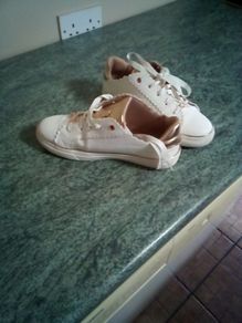 River Island white and gold flats