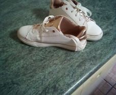 River Island white and gold flats