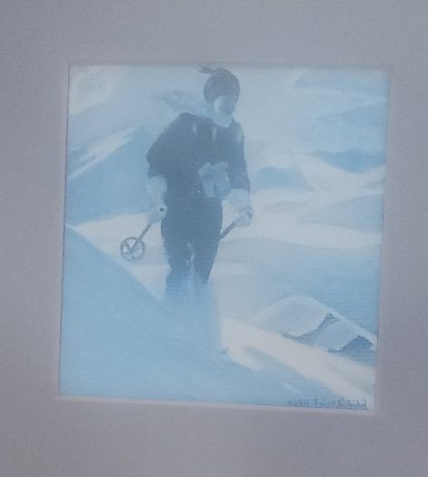 Free Professionally framed small Watercolour Paintings with skiing theme