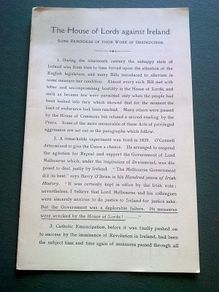 Scarce leaflet The House of Lords against Ireland