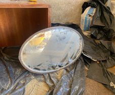 vintage brass oval mirror