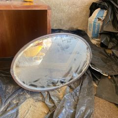 vintage brass oval mirror