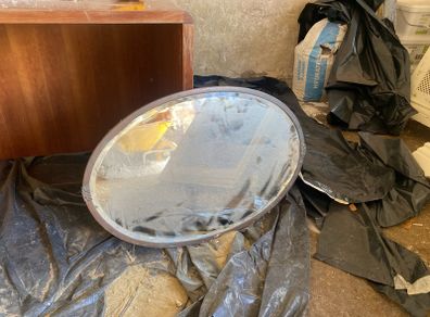 vintage brass oval mirror
