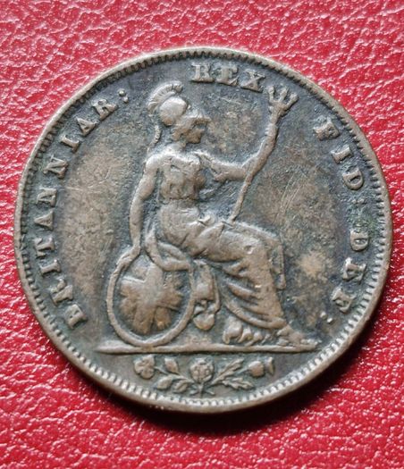 1835 Farthing William IV British copper coin