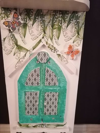 Whimsical hobbit/fairy door shelf unit