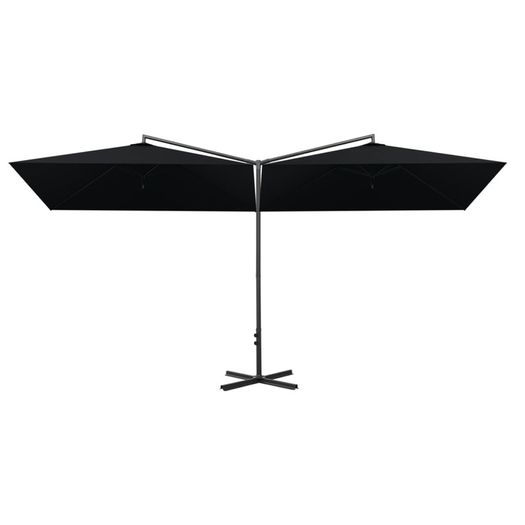 Double Parasol with Steel Pole Black 600x300 cm