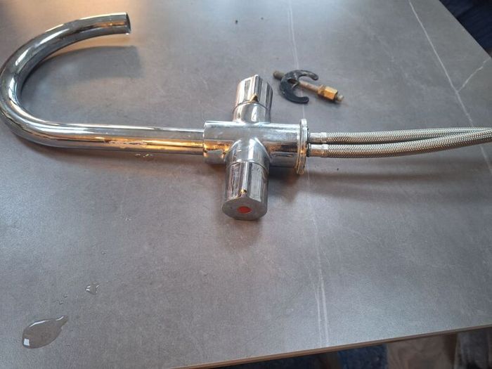 Steel kitchen tap