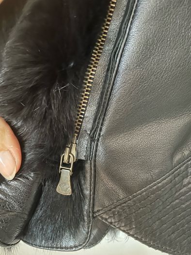 Versace jeans couture leather and fur jacket