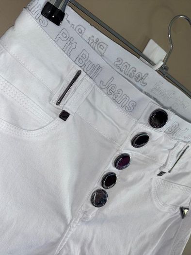 Brazilian Pit Bull White Distressed High Waist Skinny Butt Lift Jeans UK 8/10