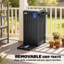 110 L Outdoor Bin with Dual Lid, Waterproof Plastic Trash Bin with Ashtray and Drip Tray, Garden Waste Trash Bin, Black Image 7
