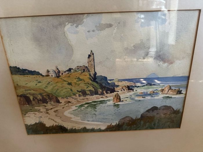 Original Watercolour of Dunure Castle by Robert Houston RSW (Framed)