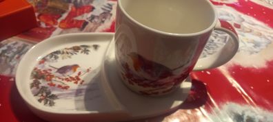 Christmas robin mug and snack tray set newgrange