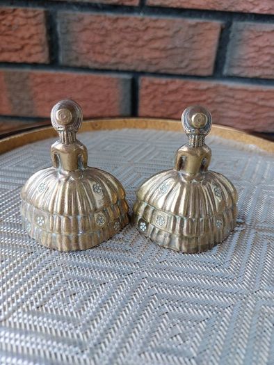 Vintage Crinoline Lady Solid Brass Table Bells x 2