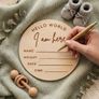 Baby Boy Announcement Teddy Bear with Personalised Wooden Plaque Image 2