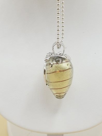 Sterling Silver Necklace with Glass/Silver Pendant