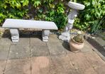 Matching Garden Bench and Bird Bath - New - Only 85 Each