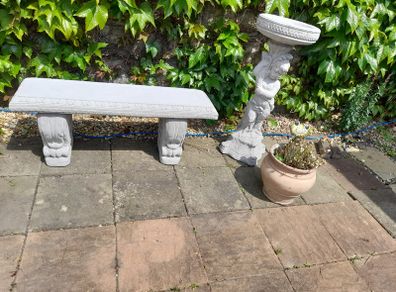 Matching Garden Bench and Bird Bath - New - Only 85 Each