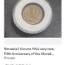 Rare Slovakia 1 Koruna 1944  Slovenska WW2 era Image 5