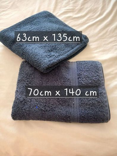 2 x bath towels. 2 x facecloths. Navy. Cotton.