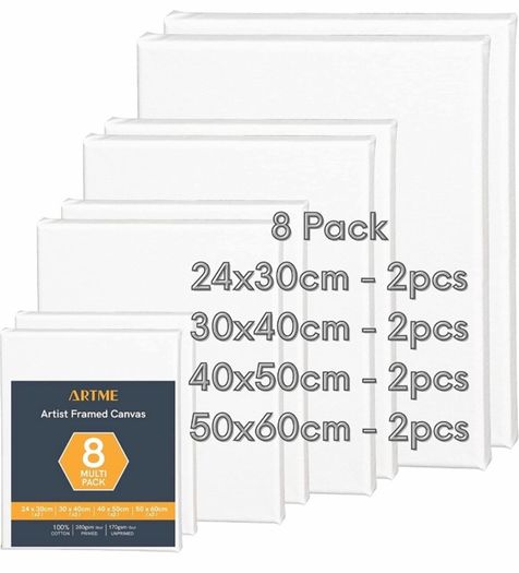 Painting Canvas Panels, Set of 24, Blank Canvas Boards for Acrylic Oil Water Painting 5x7 inch, 8x10 inch, 11x14inch (8 of Each)