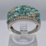 Beautiful Blue Apatite , White Zircon Cluster Ring in rhodium Sterling Silver Image 2