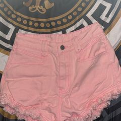 Pink Floral Denim Shorts