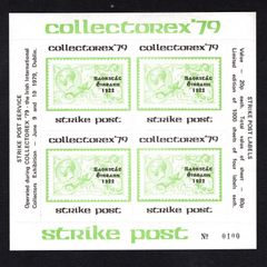 1979 Ireland Collectorex '79 Exhibition Souvenir overprinting Strike Post Service Stamps Sheet No 100 Mint Never Hinged (MNH)