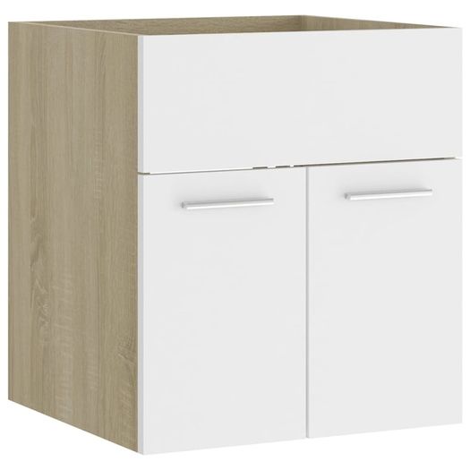 Sink Cabinet with Built-in Basin White and Sonoma Oak Chipboard