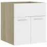 Sink Cabinet with Built-in Basin White and Sonoma Oak Chipboard Image 8