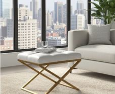 Metal frame X bench 60x40 eco leather