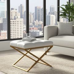 Metal frame X bench 60x40 eco leather
