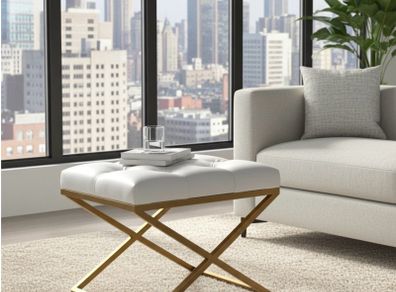 Metal frame X bench 60x40 eco leather