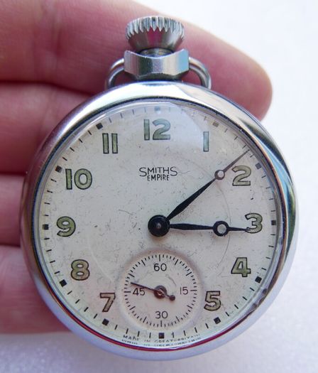 Vintage White Smiths Empire CASED CYLINDER POCKET WATCH (in working order)