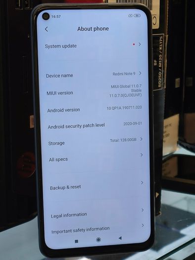 Xiaomi Redmi Note 9 128GB/4GB LTE Dual Sim Unlocked NFC 6,53" Blue Excellent