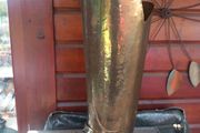 Brass tall cowboy boot umbrella stand, D18