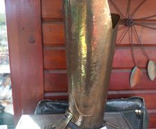 Brass tall cowboy boot umbrella stand, D18