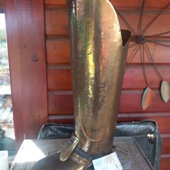 Brass tall cowboy boot umbrella stand, D18