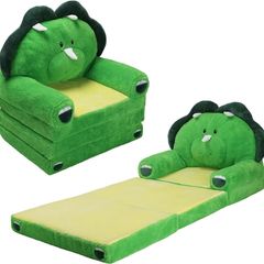 Dinosaur Foldable Kids Sofa,Toddler 2 in 1 Flip Open Sofa Bed,Children Couch Backrest Armchair for Bedroom Livingroom,Birthday Gift for Boys Girls,Green