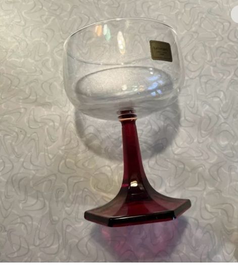 A bundle of Vintage Retro Luminarc Arcoroc Made in France Mid Century Cobalt Stemmed Wine Glasses ( 6 )