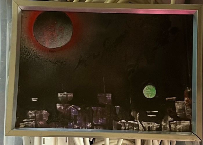 Painting (NOT a print): Small Cityscape at Night