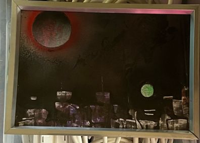 Painting (NOT a print): Small Cityscape at Night