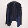 Oasis Navy Blue Faux Fur Suede Knit Waterfall Cardigan Size M Image 2