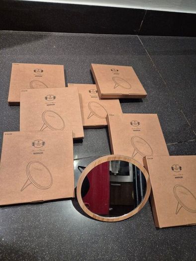 Set of 6: Minimalist Wood-Effect Freestanding Mirrors