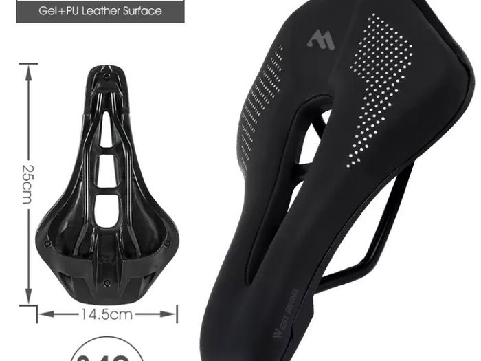 Bike Seat, Road Bike Saddles, Bicycle Saddle, WEST BIKING PU Leather Mountain Bike Saddle Bicycle Cycling Hollow Seat Cushion